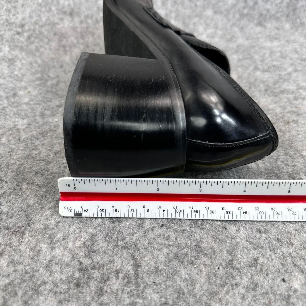 Jeffrey Campbell Ecole Loafers Womens 9 Black Patent Block Heel Penny Platform